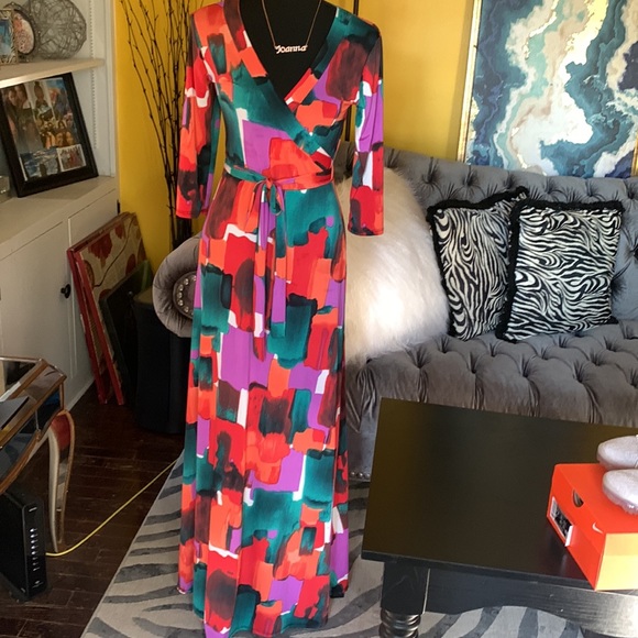 Multicolor faux wrap dress - Picture 2 of 7